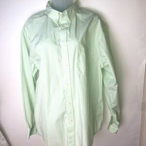 Roundtree & Yorke Trademark Green‎ White Stripe Button Down Men's Shirt Large